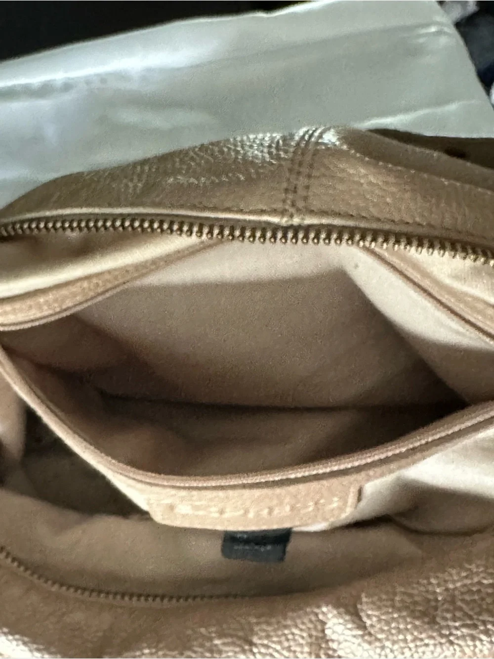 Express Nude Leather Pebbled Hobo Bag with Studded Strap